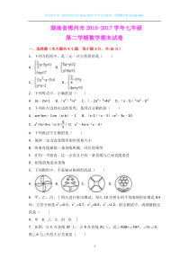 湖南省郴州市2016-2017学年七年级第二学期数学期末试题+解析